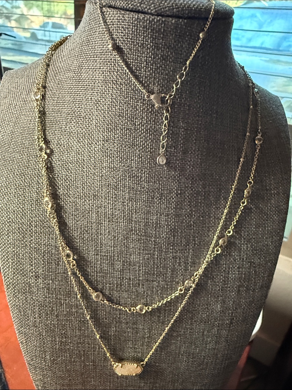Gold Layered Pendant Necklace & Bracelet set- Women's Jewelry